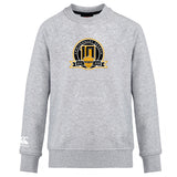 The Arrows Rugby Club 10th Anniversary Club Crew Sweatshirt by WRS Canterbury is a light gray, ultra soft sweatshirt with a "10th Anniversary Season 2016-2026" chest emblem and embroidered Canterbury logo on the left sleeve.