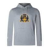 The Arrows Rugby Club 10th Anniversary Club Lightweight Hoodie by WRS Canterbury features a light gray design with a black, gold, and white 2016-2023 anniversary logo on the front center.