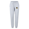The Arrows Rugby Club 10th Anniversary Women's Leisure Sweatpant by EMB Canterbury features light gray fabric, a drawstring waist, cuffed ankles, and a small embroidered Canterbury logo on the upper left thigh.