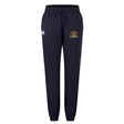 The Arrows Rugby Club 10th Anniversary Women's Leisure Sweatpant by EMB Canterbury features a navy blue design, elastic waistband, drawstring, two embroidered logos, and is made from soft organic cotton.
