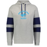 The WRS Augusta Nations of Rugby Argentina Jackson Way Hoodie is light grey with navy sleeve stripes and a bold blue "Argentina Rugby" logo with a jaguar head on the chest.
