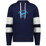 The WRS Augusta Nations of Rugby Argentina Jackson Way Hoodie is navy blue with white sleeve stripes, a front pocket, "Argentina Rugby" text, and a jaguar logo printed on the chest.
