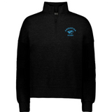 The EMB Augusta Women's Nations of Rugby Argentina Jackson Way Pullover is a black quarter-zip with "ARGENTINA RUGBY" and a blue puma logo on the left chest.