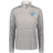 The Women's Nations of Rugby Argentina Pursuit 1/4 Zip Pullover by EMB Augusta features long sleeves, horizontal stripes, and a blue "Argentina Rugby" logo—ideal for fans seeking stylish, moisture-wicking athletic wear.