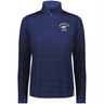 The EMB Augusta Women's Nations of Rugby Argentina Pursuit 1/4 Zip Pullover is a blue, long-sleeve top with the Argentina Rugby logo on the left chest—stylish, moisture-wicking athletic wear.