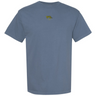 The Argentina Vintage Comfort Tee by EMB S&S Activewear is a plain blue heavyweight tee with a small yellow and black tiger graphic and "OFF" text centered on the chest.