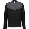 The EMB Augusta Nations of Rugby Argentina Sideline Grid 1/4 Zip Pullover is a black and gray long-sleeve featuring an "Argentina Rugby" jaguar logo on the left chest.