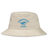 The EMB S&S Activewear Nations of Rugby Argentina Rugby Crusher Bucket Hat features beige cotton twill, blue "Argentina Rugby" text, and a jaguar logo—ideal for any rugby supporter’s hat collection.