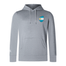 The EMB Canterbury Argentina Shield Club Lightweight Hoodie is a lightweight gray hoodie with a front pocket and hood, featuring a small blue and white stripe Argentina Shield emblem on the left chest—ideal for rugby supporters.