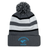The EMB Augusta Nations of Rugby Argentina Hooped Pom-Pom Beanie features gray, black, and white stripes, “Argentina Rugby” text, and a puma logo on the brim—ideal for any rugby supporter’s collection.