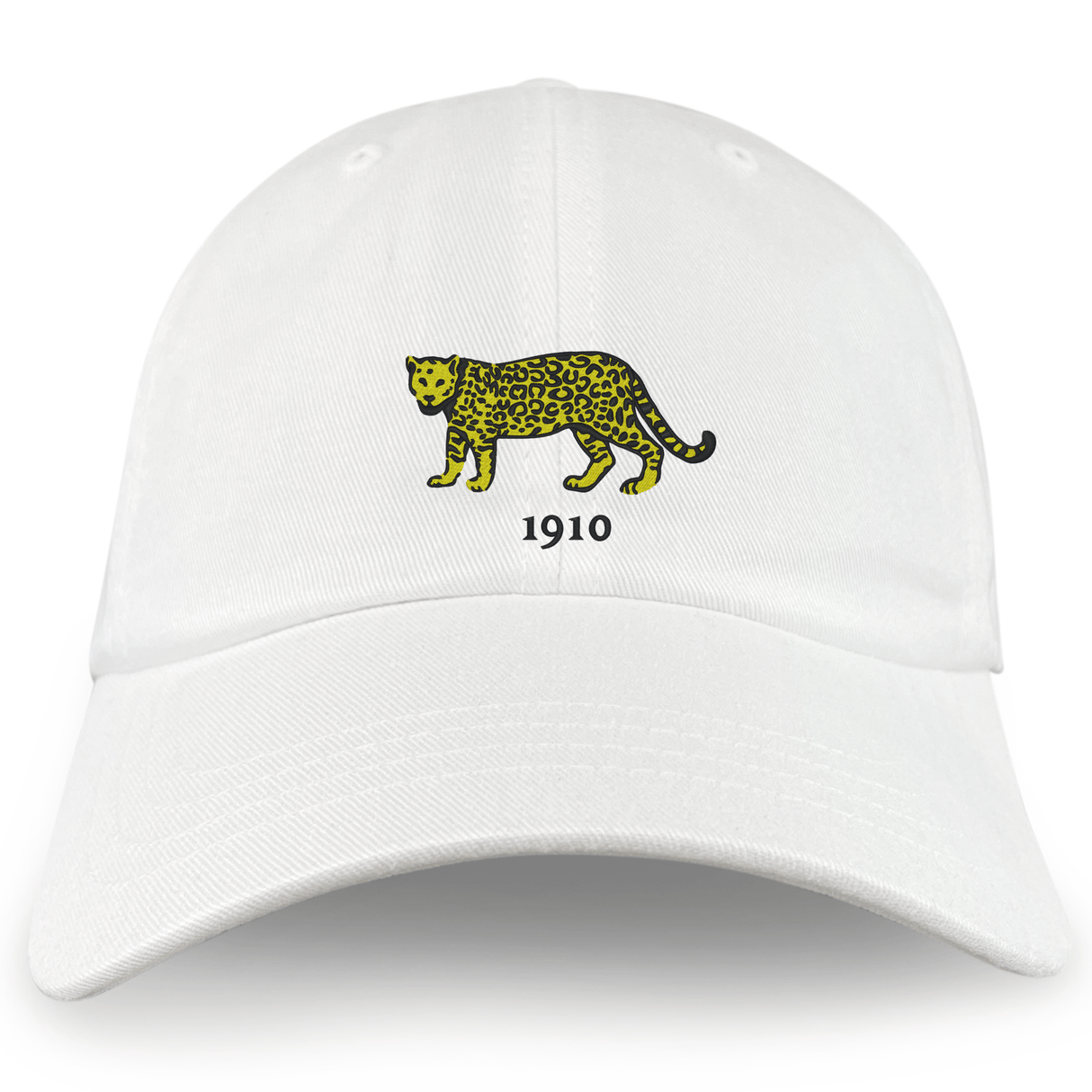 Nations of Rugby Argentina Vintage Dad Cap with a leopard graphic and the year 1910 embroidered on the front, by EMB Alpha Broder.