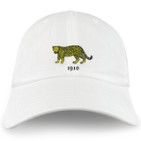 Nations of Rugby Argentina Vintage Dad Cap with a leopard graphic and the year 1910 embroidered on the front, by EMB Alpha Broder.