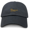 The Arrows Rugby Club Adult Low-Profile Cotton Twill Dad Cap by EMB S&S Activewear features a black design with a yellow "Arrows Rugby" logo and three arrows above "Arrows," perfect for fans wanting a stylish embroidered team hat.