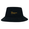 The EMB S&S Activewear Arrows Rugby Club Crusher Bucket Cap is a black cotton twill hat featuring a yellow "Arrows Rugby" logo with crossed arrows, combining classic style and sun protection in a sporty design.