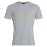 The WRS Canterbury Arrows Rugby Club Plain Tee is a heather grey cotton blend shirt with a yellow "Arrows Rugby" logo, two crossed arrows, and a rugby ball on the chest.