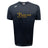The Arrows Rugby Club Tempo Vapodri T-Shirt by WRS Canterbury is a navy blue rugby tee with "Arrows Rugby" and crossed arrows in yellow on the front, a white Canterbury logo on the right shoulder, and advanced moisture-wicking comfort.