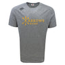 The WRS Canterbury Arrows Rugby Club Tempo Vapodri T-Shirt is a heather grey, moisture-wicking tee with "Arrows Rugby" and four yellow crossed arrows on the front plus a small right shoulder logo, keeping you cool and comfortable all day.