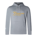 The WRS Canterbury Arrows Rugby Club Lightweight Hoodie features light gray fabric, a kangaroo pocket, adjustable drawstrings, and yellow "Arrows Rugby" text with arrow graphics—ideal for Canterbury Club supporters.