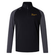 The Arrows Rugby Club Women's Elite First Layer by EMB Canterbury is a black and dark gray quarter-zip pullover with long sleeves and an "Arrows Rugby" logo, designed for moisture-wicking comfort and performance in every workout.