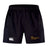 The Arrows Rugby Club Advantage Short 2.0 by EMB Canterbury features the CCC logo on the left leg and the yellow Arrows Rugby logo on the right, delivering sustainable sportswear excellence.