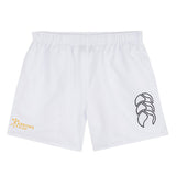 The Arrows Rugby Club Tactic Short by EMB Canterbury features an elastic waistband, black logo on the right leg, and "ARROWS RUGBY" in gold on the left—perfect men's rugby or lightweight gym shorts.