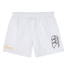 The Arrows Rugby Club Tactic Short by EMB Canterbury features an elastic waistband, black logo on the right leg, and "ARROWS RUGBY" in gold on the left—perfect men's rugby or lightweight gym shorts.