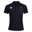 The EMB Canterbury Arrows Rugby Club Waimak Polo is a black short-sleeve collared shirt with the CCC Waimak Rugby Polo logo on the right chest and the Barrows Rugby logo on the left chest.