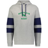 The WRS Augusta Nations of Rugby Australia Jackson Way Hoodie in grey features navy sleeve stripes, "AUSTRALIA RUGBY," and a green kangaroo print—ideal for Rugby Australia fans.