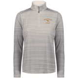 The EMB Augusta Women's Nations of Rugby Australia Pursuit 1/4 Zip Pullover features light gray stripes, "AUSTRALIA RUGBY," and a kangaroo graphic on the left chest—a stylish choice for rugby fans.