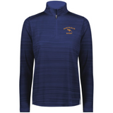 The EMB Augusta Women's Nations of Rugby Australia Pursuit 1/4 Zip Pullover features subtle navy stripes and an orange "Australia Rugby" logo on the left chest—an essential for fans of Australia rugby.