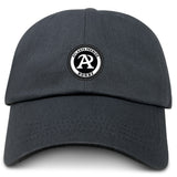 The EMB S&S Activewear Atlanta Premier Rugby Club Adult Low-Profile Cotton Twill Dad Cap features a black-and-white team logo on front—perfect for dedicated rugby fans.