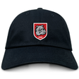 The AG Bulldogs Adult Low-Profile Cotton Twill Dad Cap by EMB S&S Activewear features embroidered team branding with a red and white shield, bulldog face, and "1920" on the front.