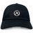 The Atlanta Premier Rugby Club Adult Low-Profile Cotton Twill Dad Cap by EMB S&S Activewear features a black and white circular team logo on the front panel—perfect for rugby fans and players.