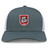 The AG Bulldogs Retro Trucker Cap by EMB S&S Activewear features a gray and white design, an embroidered bulldog logo with "1920" on a red shield, and an adjustable snapback closure for a perfect fit.