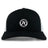 The Atlanta Premier Rugby Club Retro Trucker Cap by EMB S&S Activewear features a black and white design, an embroidered "A" Rugby Premier logo patch, and a classic snapback closure for adjustable fit.
