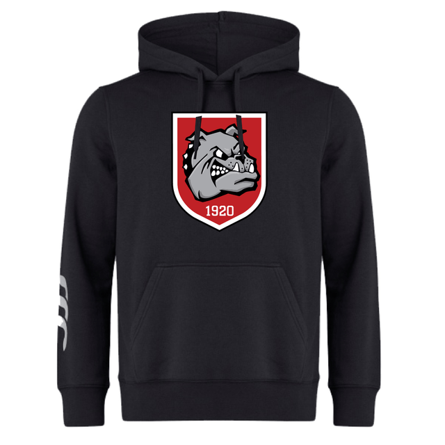Show your club spirit with the AG Bulldogs Club Hoodie by WRS Canterbury—a black team sweatshirt featuring a bold bulldog face.