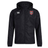 The EMB Canterbury AG Bulldogs Club Vaposhield Full Zip Rain Jacket features a black hood, white Canterbury logo on the right chest, bulldog emblem on the left, and water-resistant VapoShield technology.