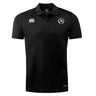 The Atlanta Premier Rugby Club Club Dry Polo by EMB Canterbury is a black short-sleeve polo with chest logos, button-up collar, athletic design, and Vapodri Technology for comfort.
