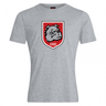 The AG Bulldogs Club Plain Tee by Canterbury from WRS Canterbury is a gray cotton blend t-shirt with a red and white shield, bulldog graphic, and "1920" on the front—ideal for fans or as part of your CCC Club Plain T-shirt collection.