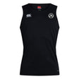 The Atlanta Premier Rugby Club Club Dry Singlet by EMB Canterbury features Vapodri Technology, a black design, a white Canterbury logo on the right chest, and an "AR" badge on the left—perfect for workouts.