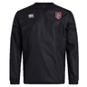 The AG Bulldogs Club Vaposhield Contact Top by EMB Canterbury features a black long sleeve design, Canterbury logo on the right chest, and a red-and-white dragon crest on the left, crafted with Vaposhield technology for enhanced performance.