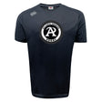 The Atlanta Premier Rugby Club Tempo Vapodri T-Shirt by WRS Canterbury is a black short-sleeve athletic top with the team logo on the chest and a white CCC logo on the shoulder. Moisture-wicking fabric delivers comfort for every game.