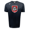 The AG Bulldogs Tempo Vapodri T-Shirt by WRS Canterbury features a bold bulldog emblem with "1920" on a red shield at the chest, plus a small brand logo on the right shoulder. This moisture-wicking sports tee is designed for peak athletic performance.