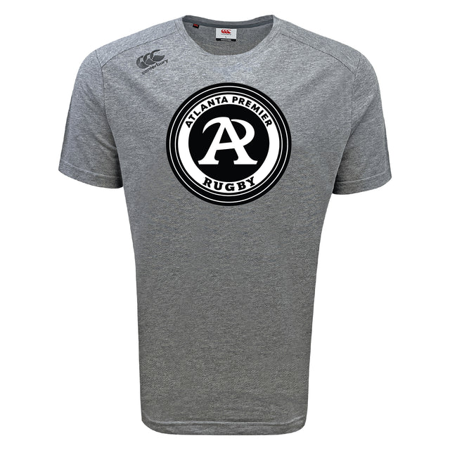 WRS Canterbury Atlanta Premier Rugby Club Tempo Vapodri T-Shirt features a gray short-sleeve design, large front club logo, small Canterbury logo on the shoulder, and advanced moisture-wicking for comfort on and off the field.