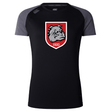 The AG Bulldogs Women's Elite Training Tee by WRS Canterbury is a black and dark gray lightweight short-sleeve sports shirt featuring a red and white bulldog crest with "1920" on the chest.