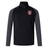 The EMB Canterbury AG Bulldogs Elite First Layer is a black and dark gray rugby training top with VapoDri technology, a quarter-zip neckline, and a bulldog logo crest on the left chest.