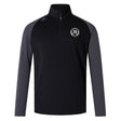 The EMB Canterbury Atlanta Premier Rugby Club Elite First Layer is a black and dark gray long-sleeve rugby training top featuring a white circular "AR Rugby" logo on the left chest.