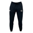 The Atlanta Premier Rugby Club Leisure Sweatpant by EMB Canterbury features a drawstring waist, organic cotton material, and two white embroidered logos on the front thighs. Displayed against a white background.