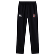 The AG Bulldogs Stretch Tapered Pant by EMB Canterbury features an elastic waistband, white Canterbury logo, and red & white crest—men’s workout pants designed for comfort and quick drying performance.