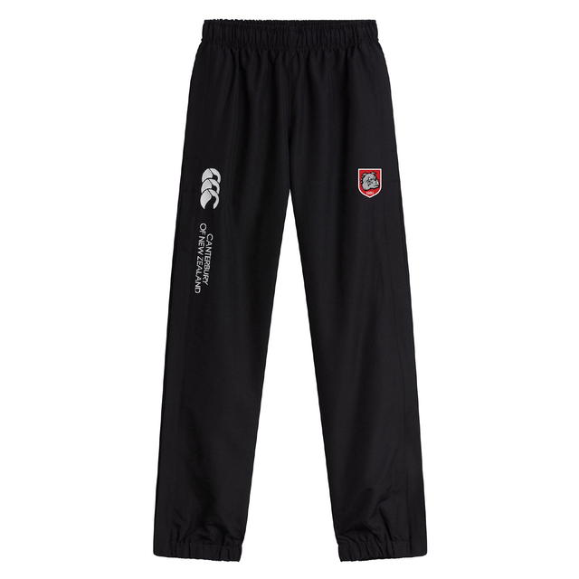 The AG Bulldogs Cuffed Hem Stadium Pant by EMB Canterbury features an elastic waistband, cuffed hem, Canterbury branding, and badge—ideal for rugby training or leisure.